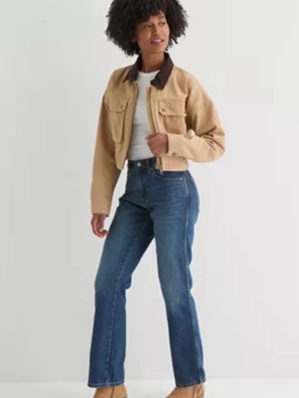 NWT Arizona Jean Co. Tan Canvas Jacket with Contrast Collar - Picture 8 of 8